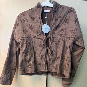 Storia Chocolate Floral Tie-Front Jacket